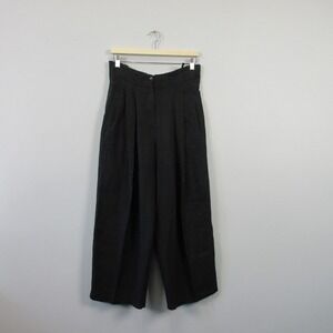 Blacky Dress Women's Black 100% Linen High Waist Pleated Trouser Pants 464